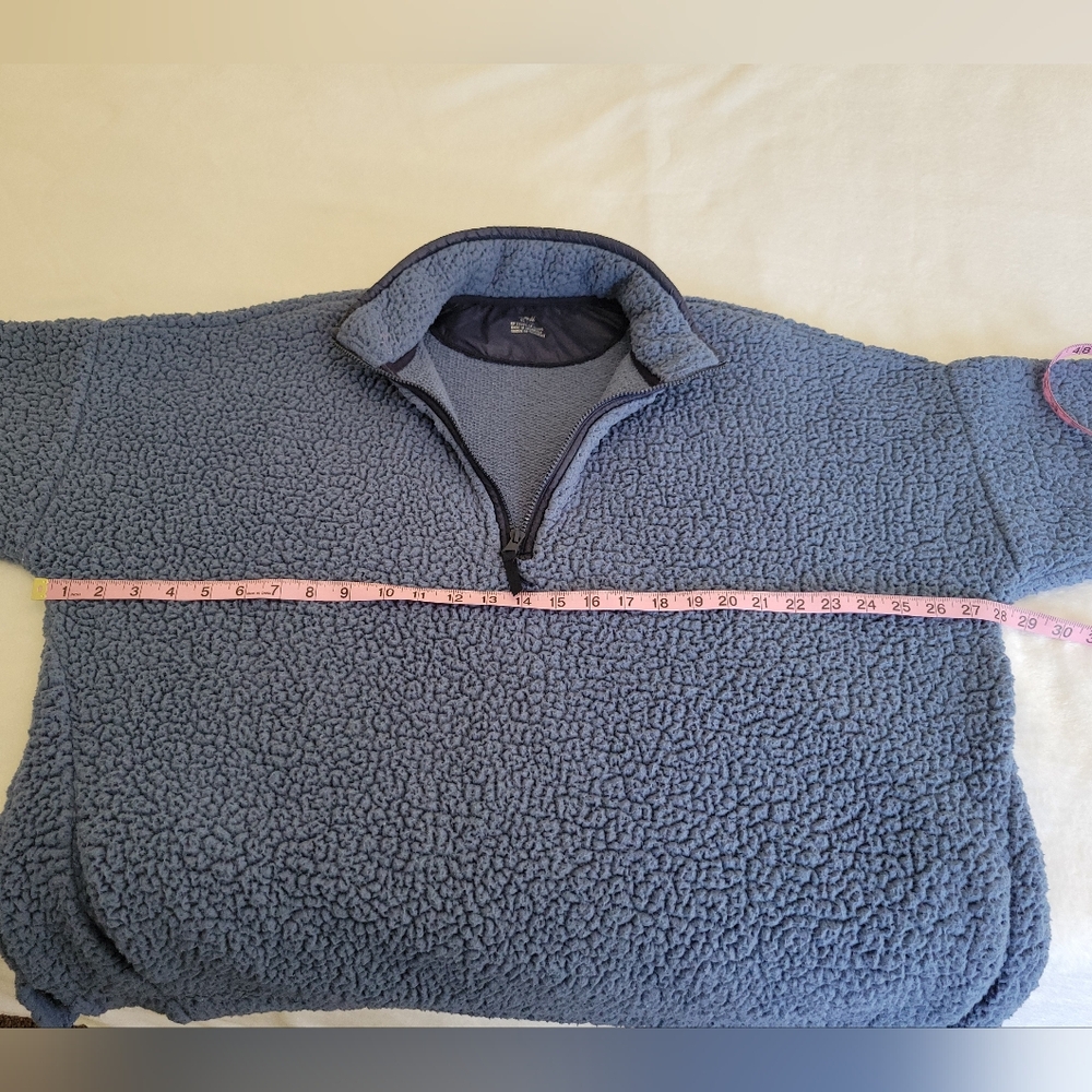 Aerie Denim Blue Long Sleeve Quarter Zip Sherpa Pullover Fleece Size XL - Picture 8 of 10